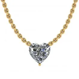 Heart Diamond Solitaire Necklace on Thin Chain Yellow Gold