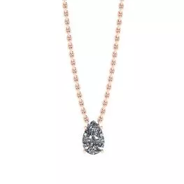 Pear Diamond Solitaire Necklace on Thin Rose Chain