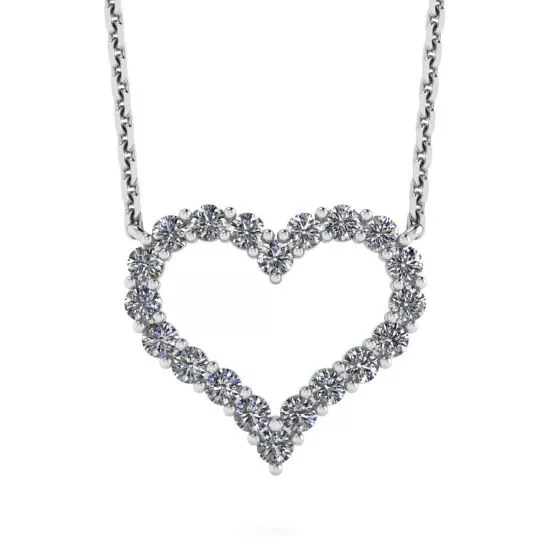Diamond Heart Necklace in 18K White Gold, Enlarge image 1