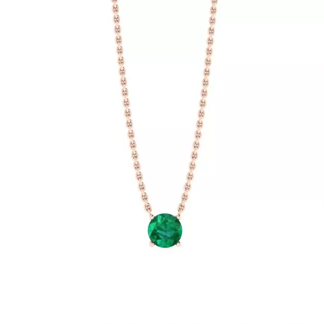 1/2 carat Round Emerald on Rose Gold Chain