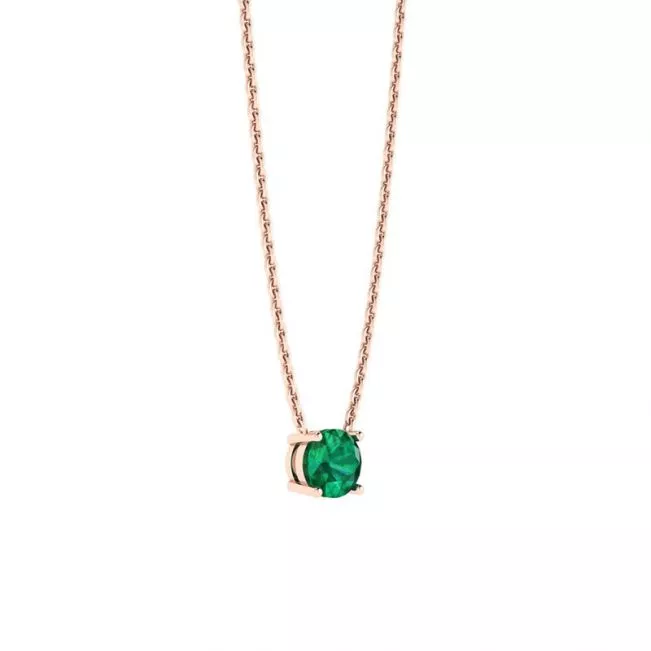 1/2 carat Round Emerald on Rose Gold Chain - Photo 1
