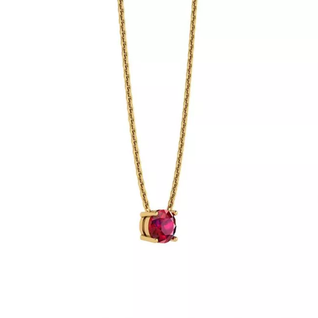1/2 carat Round Ruby on Yellow Gold Chain - Photo 1