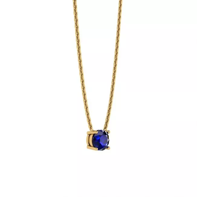 1/2 carat Round Sapphire on Yellow Gold Chain - Photo 1