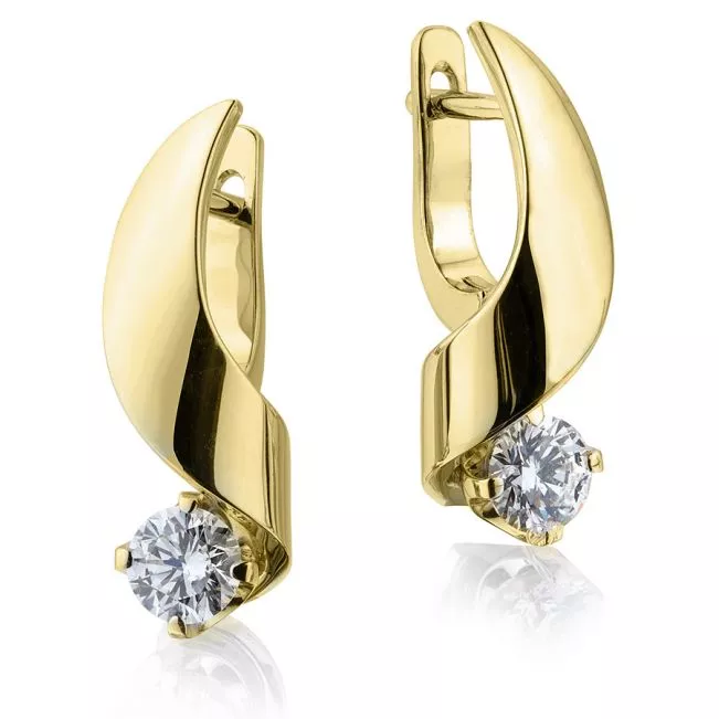 Small Earrings with 4.5 mm Diamond - Ruban Collection - Photo 2